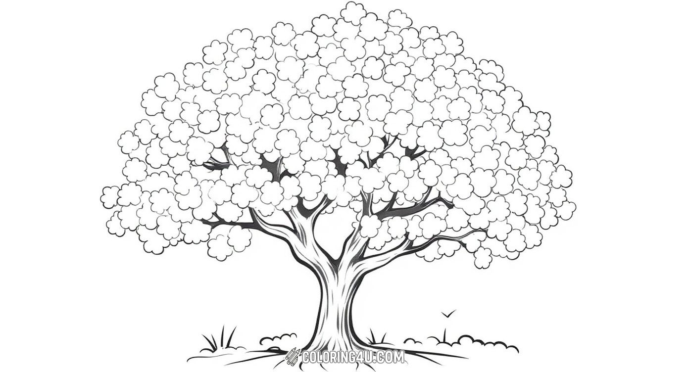 Experience the joy of spring with this vibrant cherry blossom tree coloring page, full of lush blooms and delicate flowers. Kids will love bringing this lively scene to life by coloring the blossoms, tree trunk, and surrounding details to capture the essence of a blossoming garden full of energy and color.