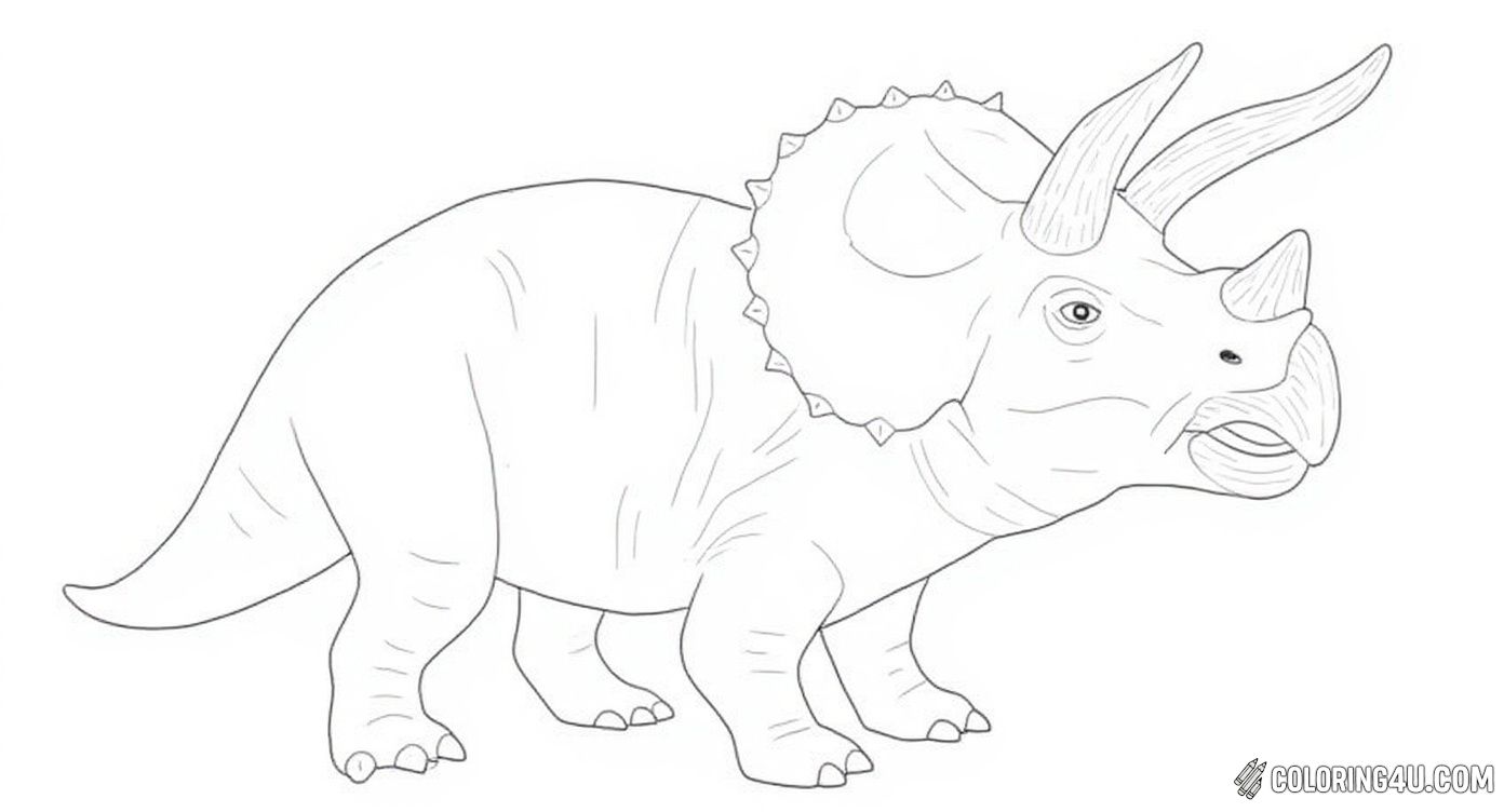 Scientific Triceratops Outline Coloring Page