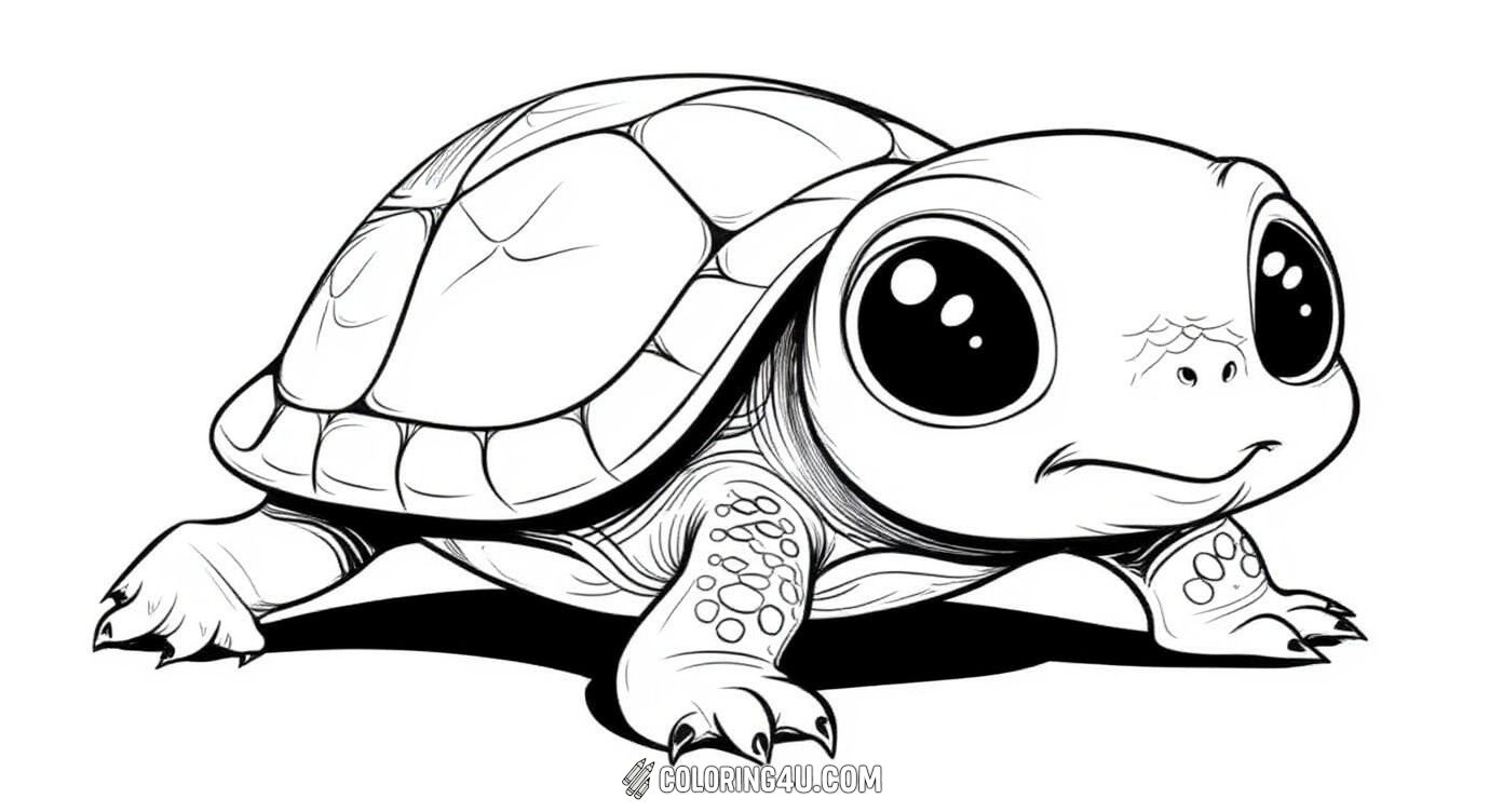 Meet this delightful big-eyed turtle ready to be colored! This fun and engaging coloring page shows a charming turtle with expressive eyes and textured shell, making it a favorite for kids to bring their creativity to life.