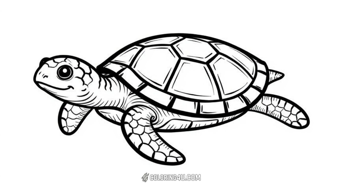 Detailed Sea Turtle Coloring Page
