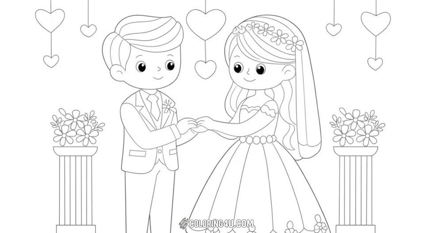 Cute Bride And Groom Exchanging Rings