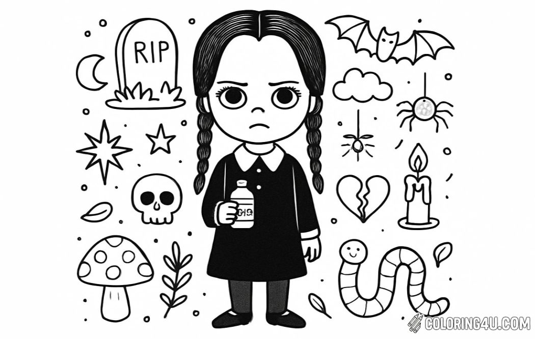 Wednesday Addams Spooky Icons