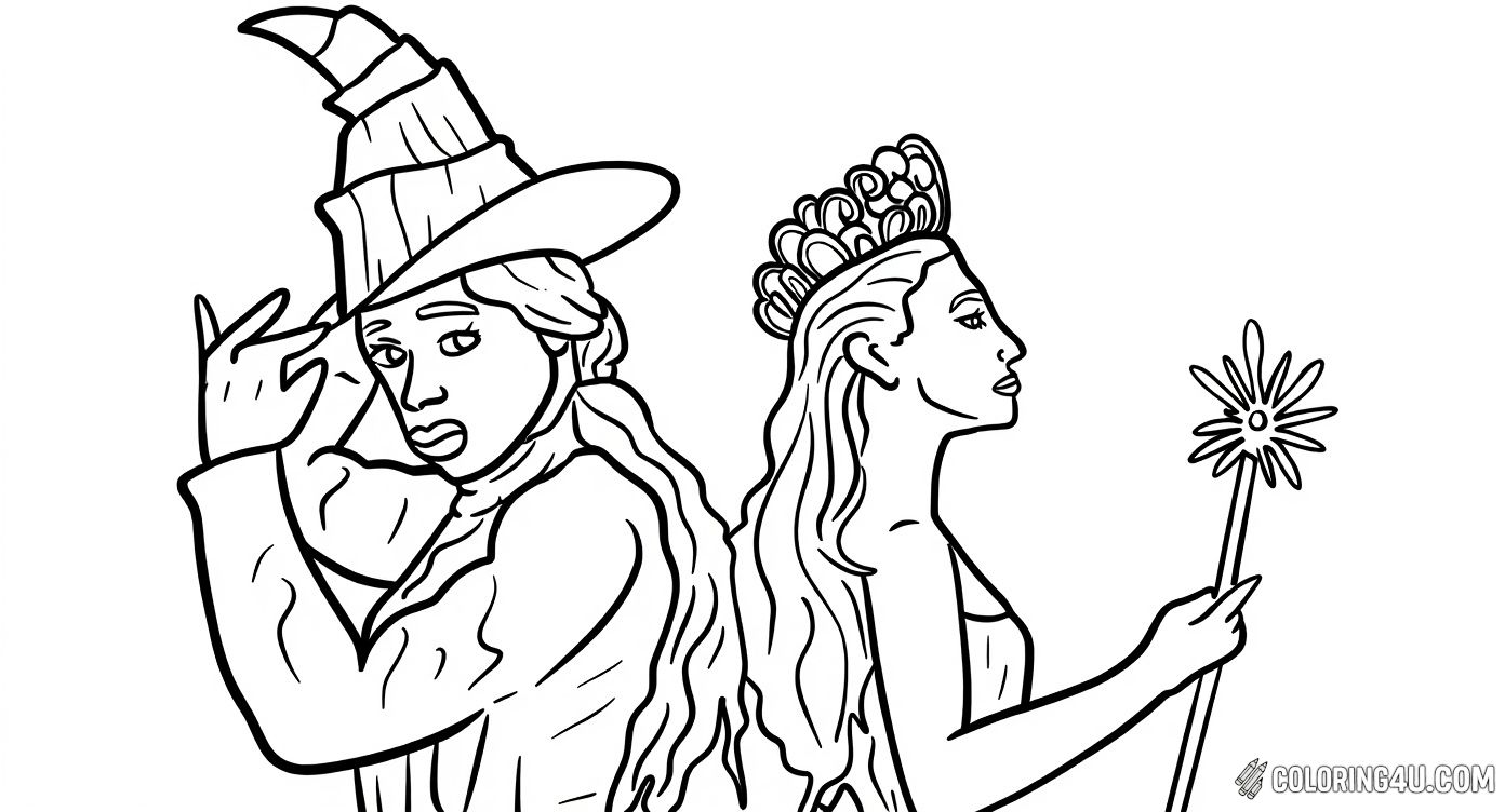 Elphaba And Glinda Back To Back Coloring Page