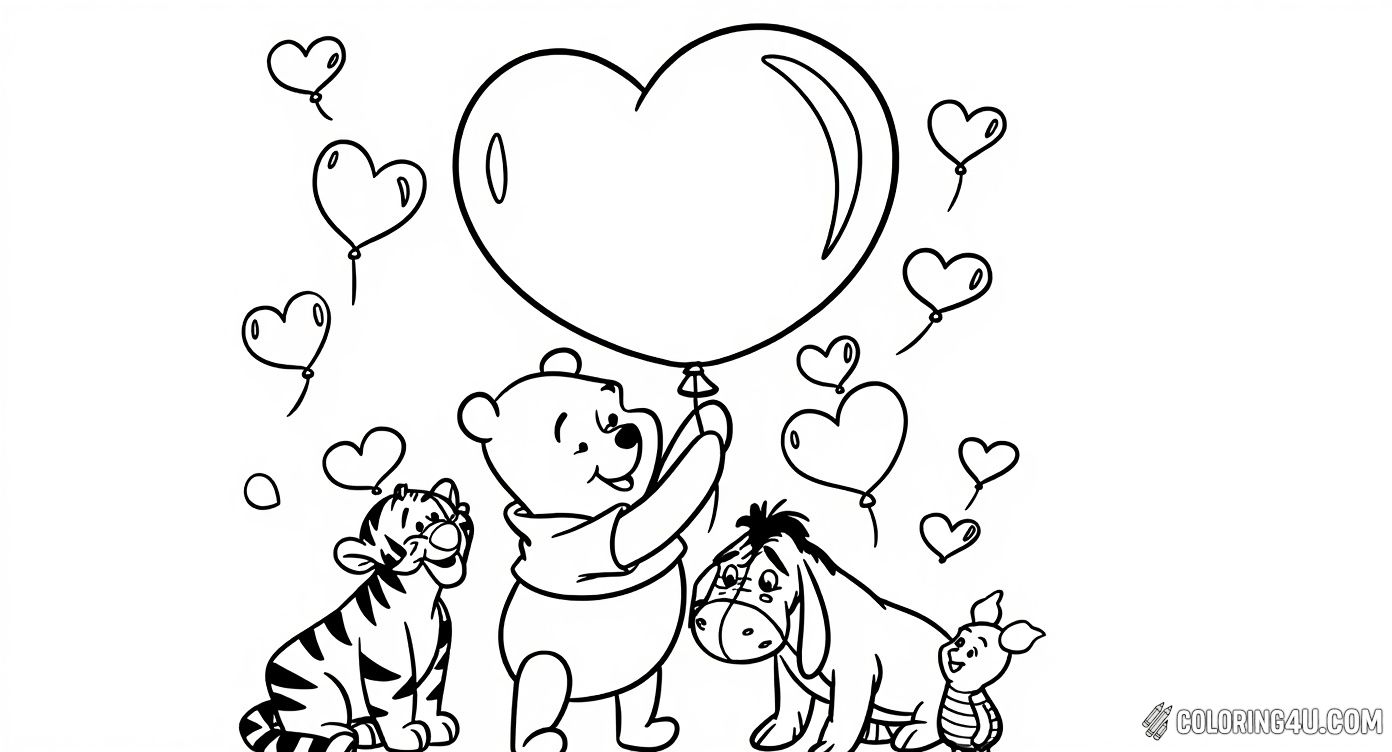 Winnie The Pooh Valentines Day Heart Balloons