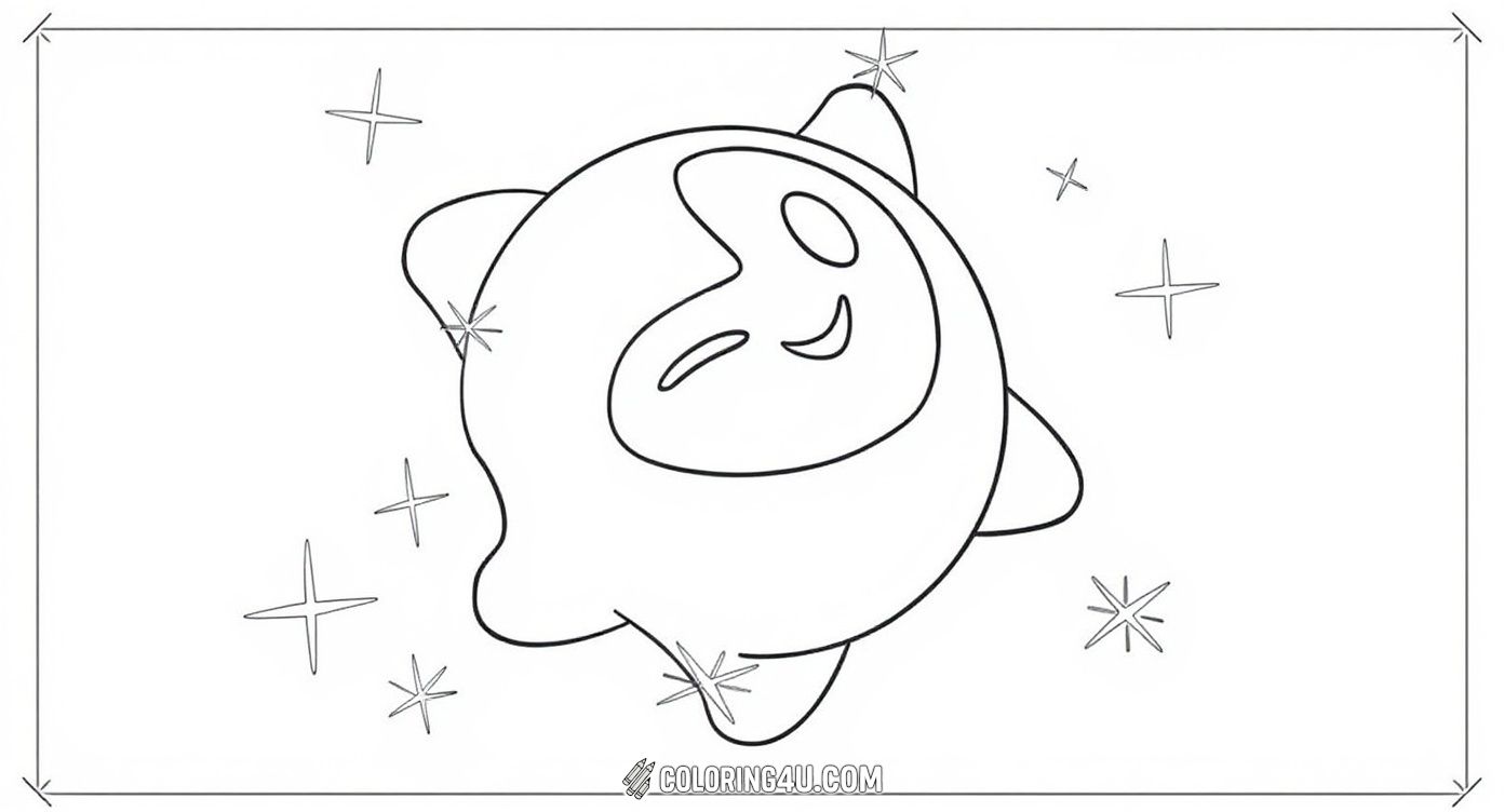 Join the magical star character from Disney's Wish as it sparkles and twinkles in this delightful coloring page, perfect for kids who love stars and magic!