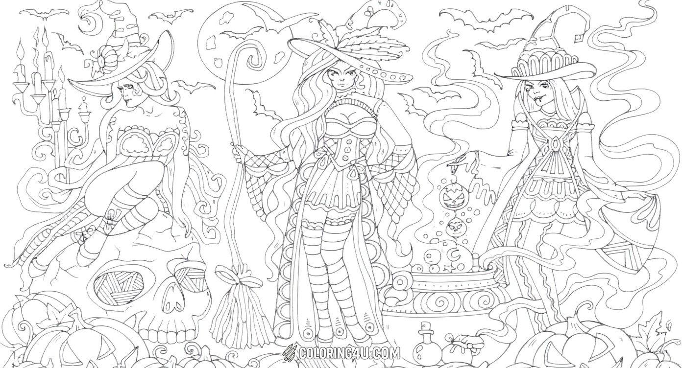 Beautiful Detailed Witches Halloween Scene