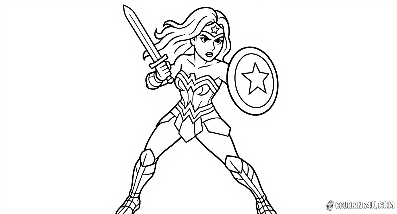 Wonder Woman With Sword And Shield Action