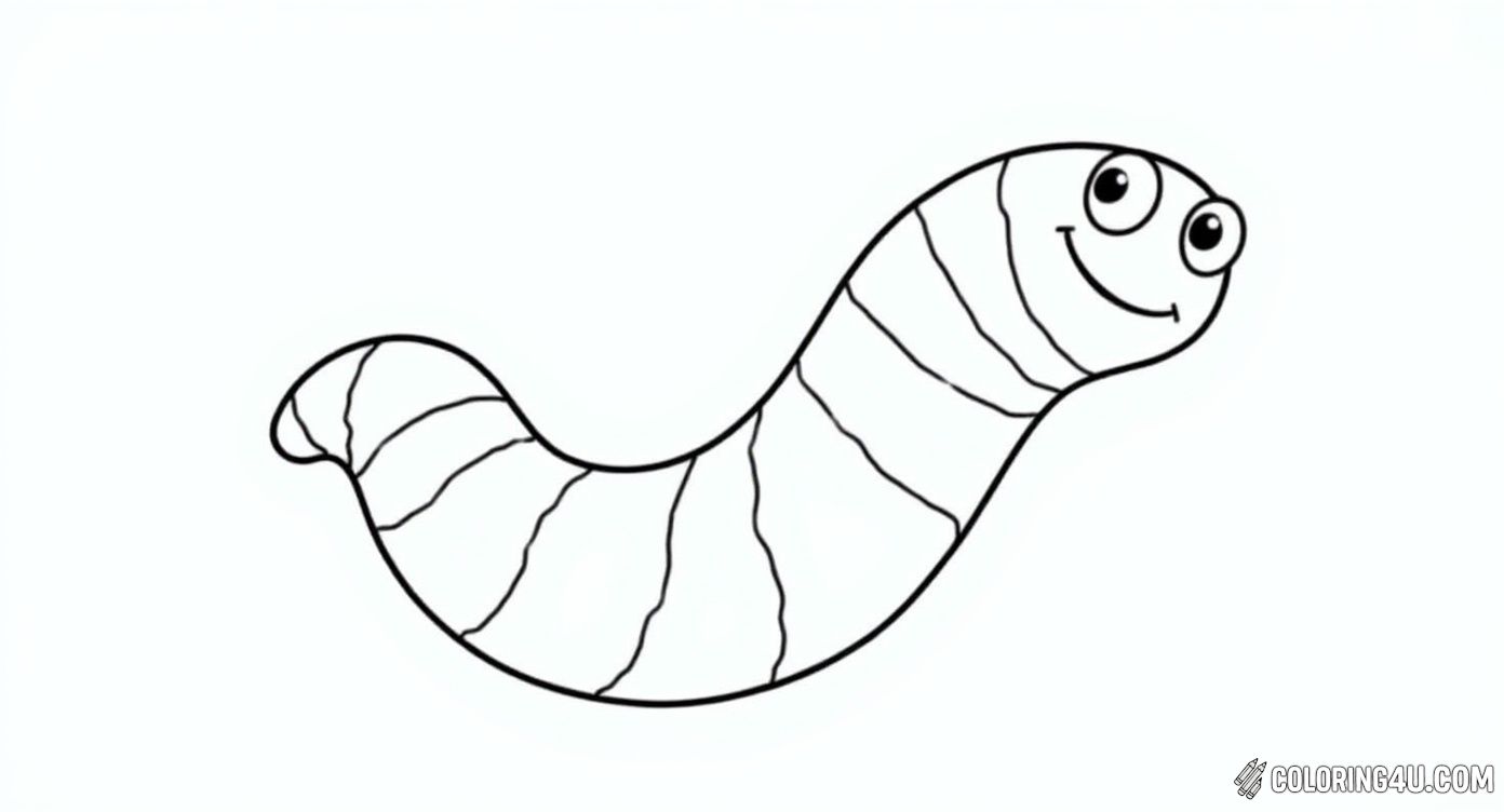 Simple Worms Outline Coloring Page