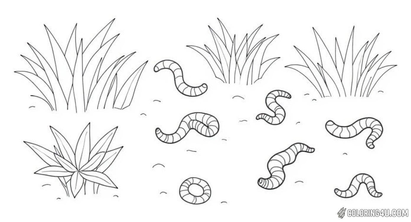 Worms In Soil Nature Inspired Coloring