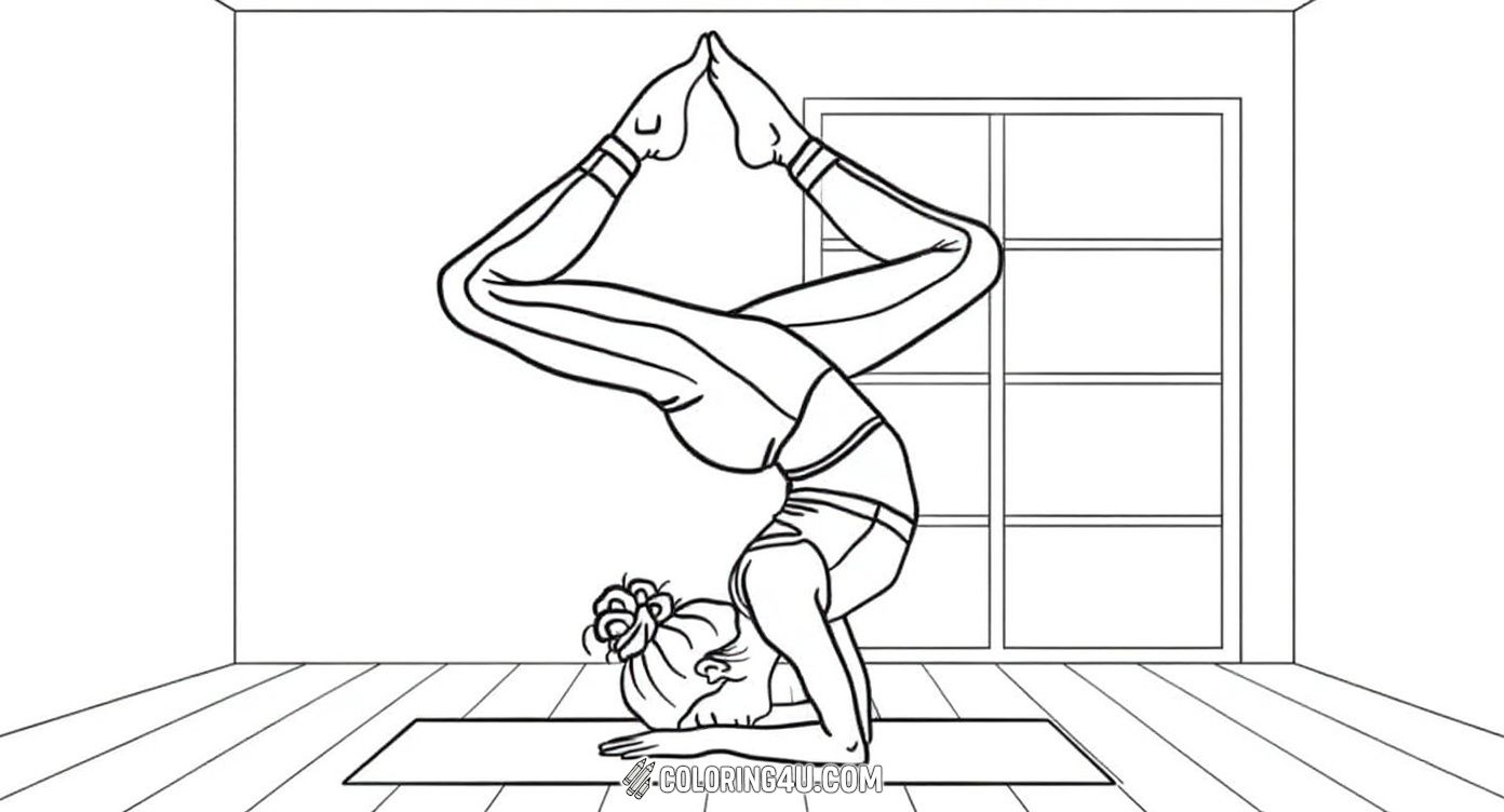 Woman Yoga Headstand Indoor Room